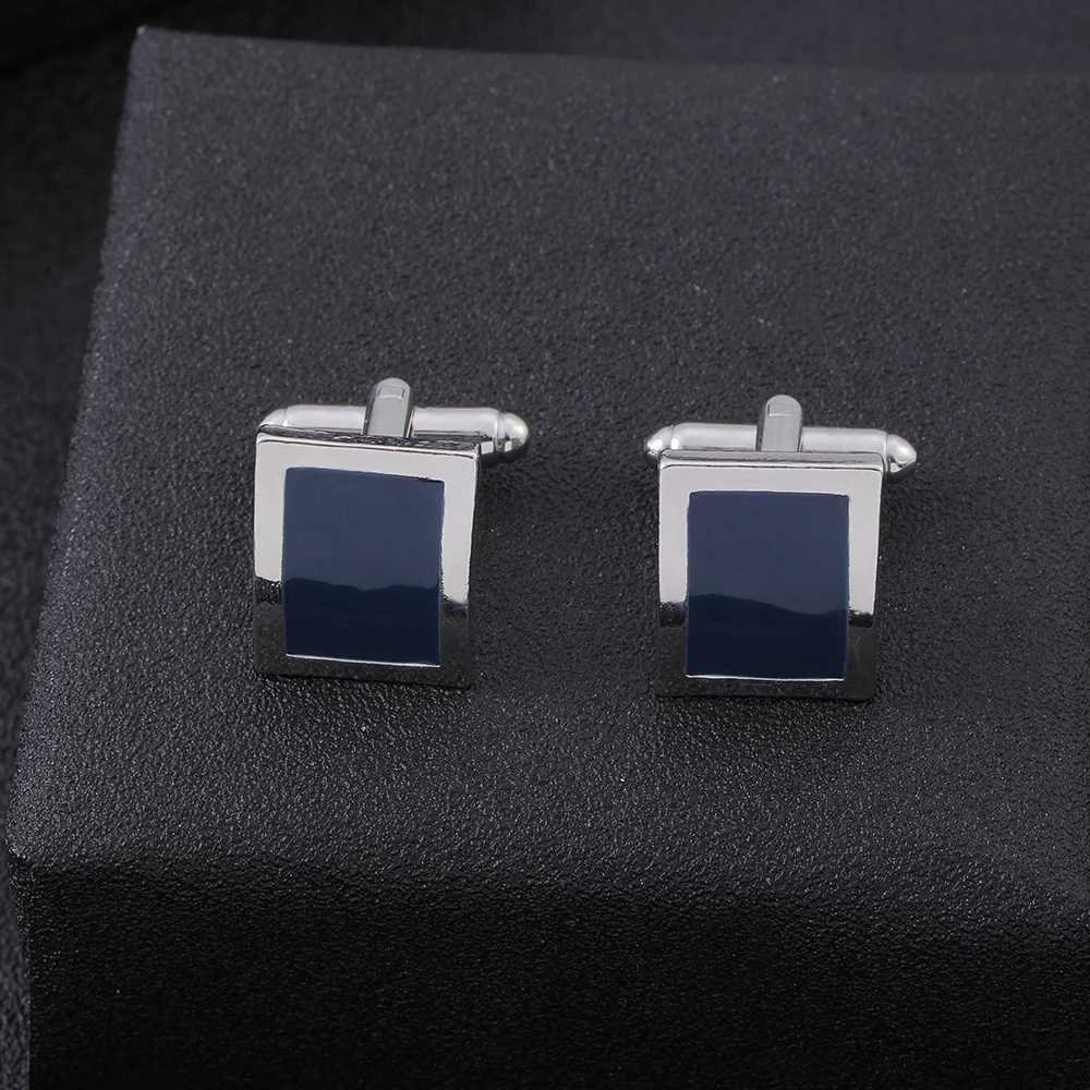 Curved Square Cufflinks Blue White Enamel Marbling Pattern Cuff Links For Business Groomsman Shirt Button XJ250614