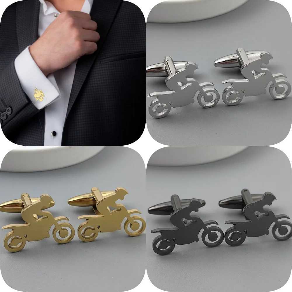 Punk style motorcycle hollow stainless steel 18K gold-plated cufflinks silver French shirt buttons suit wedding accessories XJ250614