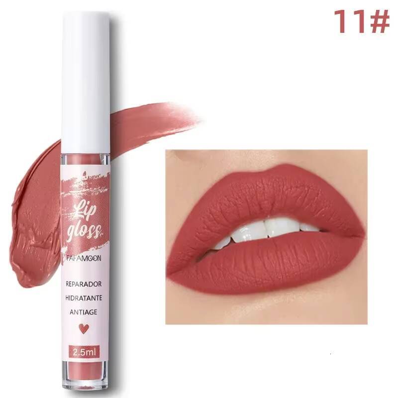 12 Color Sexy Long Lasting Velvet Matte Liquid Lipstick Makeup Women Beauty Red Nonstick Cup Waterproof Lip Gloss happy