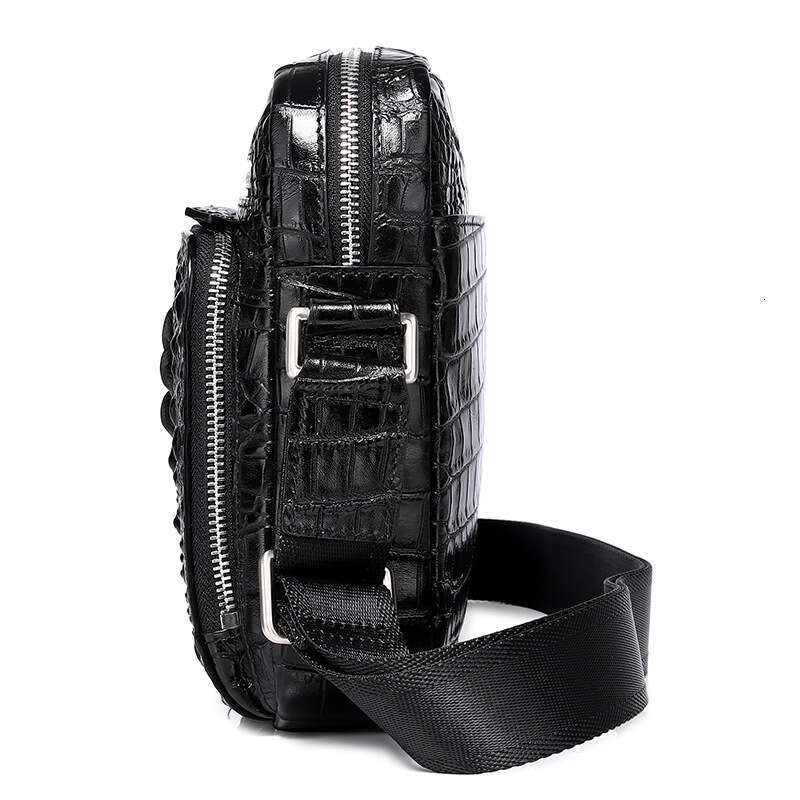 Genuine Pattern New Crocodile Leather Shoulder Top Layer Cowhide Men's Fashion Casual Crossbody Bag