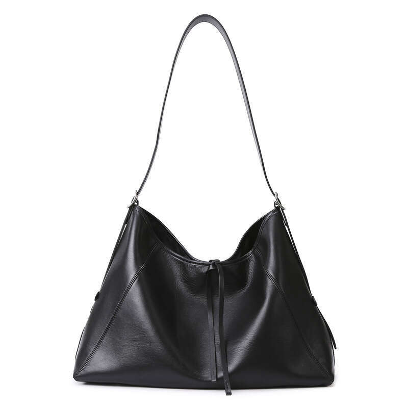 Black Warrior Tote Fashion Simple Shoulder Large Capacity Soft Leather For Women Office Commute Bag