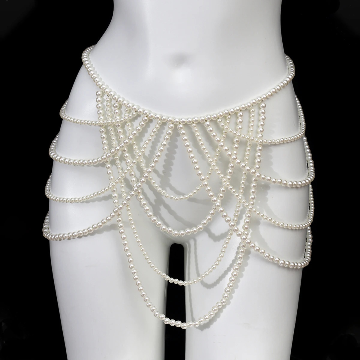 Fashionable multi-layer tassel retro style pearl waist chain banquet charm womens body chain jewelry 250610