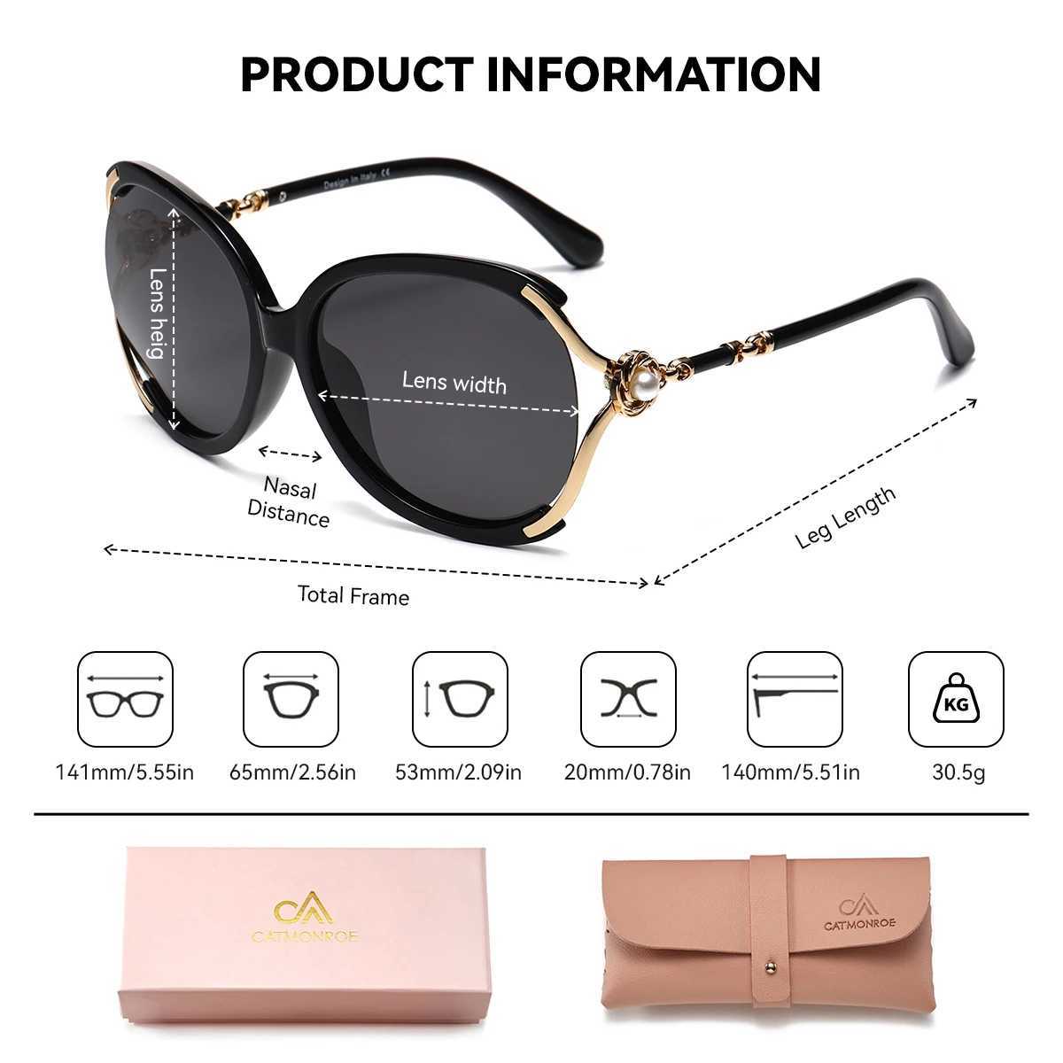 CATMONROE 1 PCS Polarized Women sunglasses Oval PC Frame Metal Hinge Decorative Flower UV400 Brand Luxury women glasses Z250614