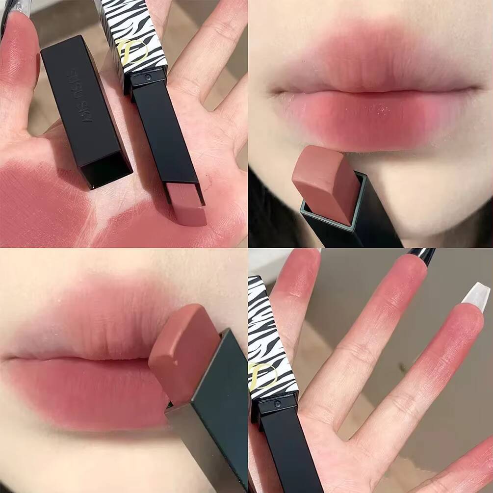Matte Lipstick Nude Smoked Rose Colour Velvety Lip Tint Solid LipGloss Waterproof Makeup Long Lasting Cosmetic happy