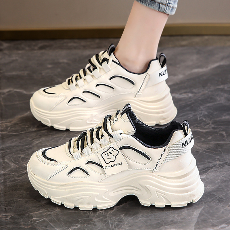 Ddmysports Women S Cushioning Sneakers Summer Leather Breathable Casual Thick Sole Slimming Small Size Dad Shoes Outdoor Shoes