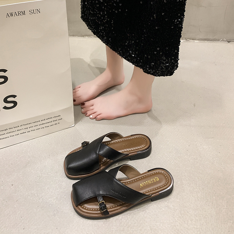 Ddmyoutdoor Trendy Fashion Soft Sole For Women Summer Outdoor New Casual Versatile Roman Beach Shoes Elegant Closed Toe Slippers Outdoor Shoes