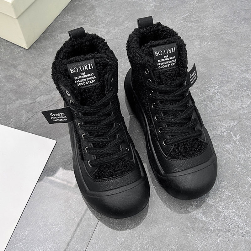 Ddmysports Furry Thick Sole High Top Short Boots Autumn Winter New Casual Height Increasing Thickened Fleece Cotton Shoes Outdoor Shoes