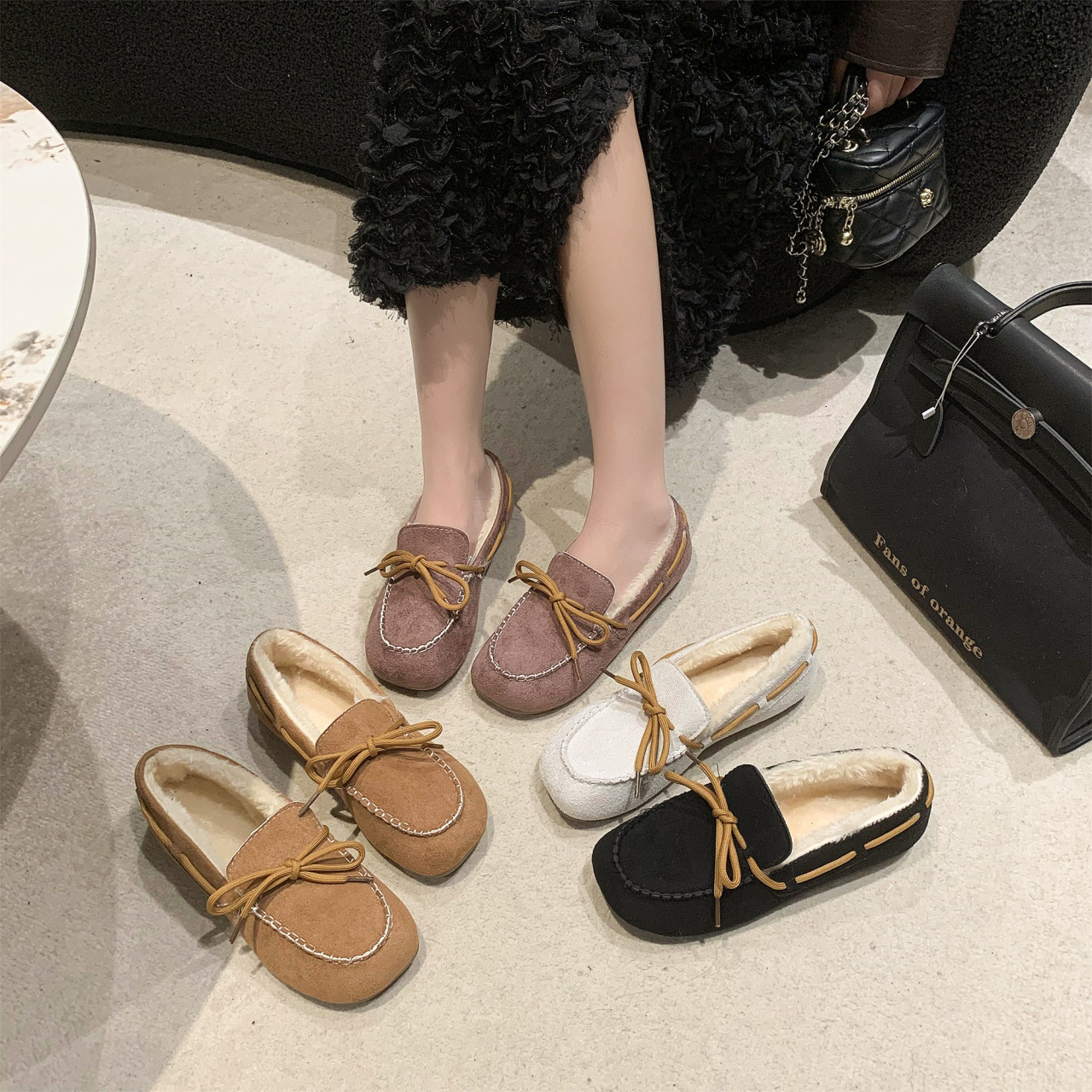 Ddmysports Slip On Fleece Lined Thickened Loafers Autumn Winter New Non Cotton For Pregnant Women And Moms Flat Shoes Outdoor Shoes