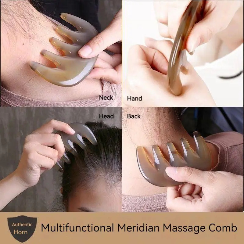 Natural Ox Horn Pocket Comb Wide Toothed Comb SPA Gua Sha Scalp Massage Brush Hair Care Tool 250612