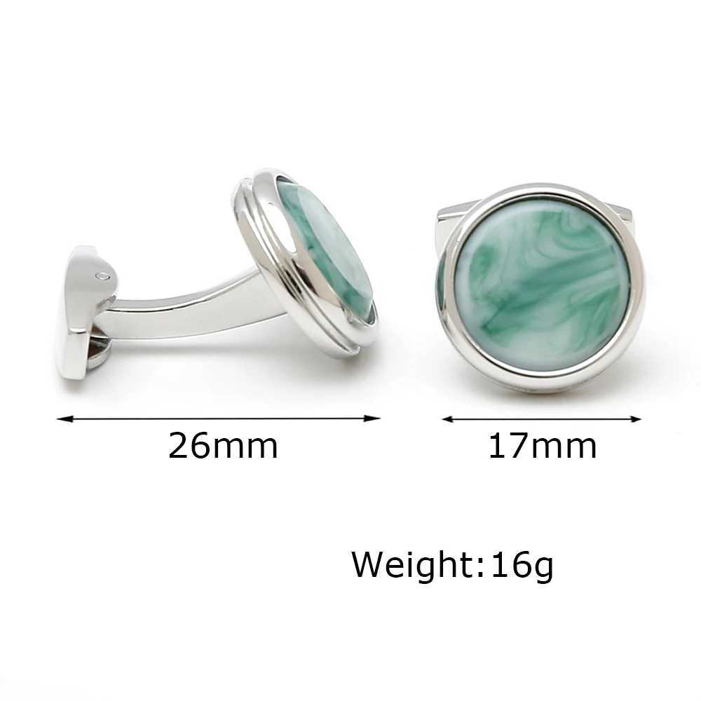 Mens Cufflinks TOMYE XK22076 Luxury Imitation Jade Round Silver Color Formal Business Shirt Cuff Links Wedding Gifts Buttons XJ250614