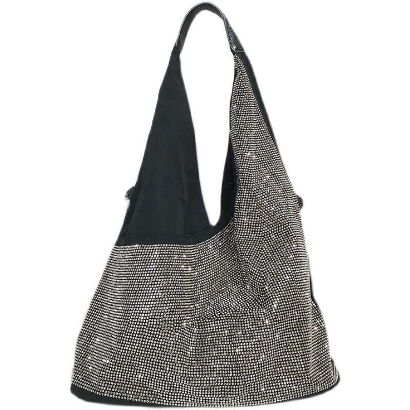 European Style Design Sense Diamond-Studded Zipper Large Capacity Handheld Shoulder Bag Fashion Trend Versatile Lightweight Casual