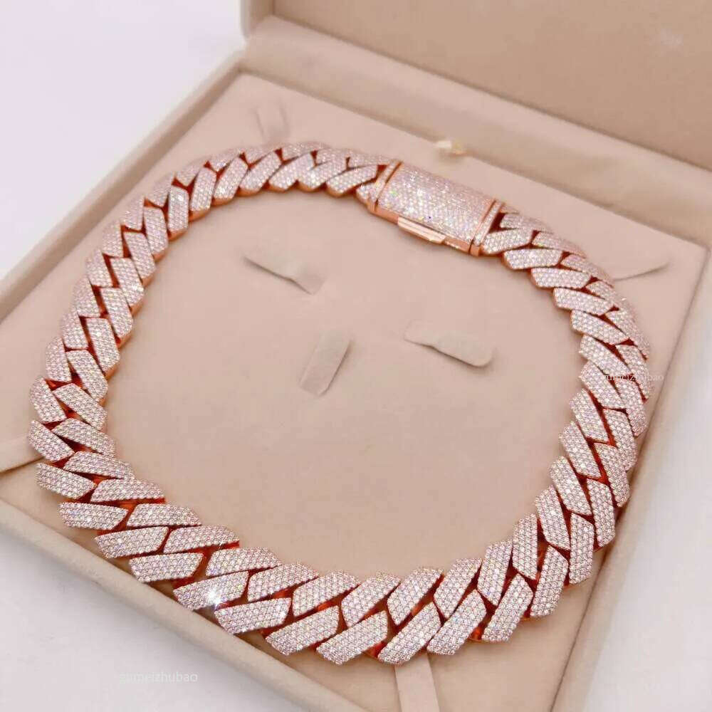 Wholesale Price Rose Gold Sterling Sier Vvs Moissanite Cuban Link Chain