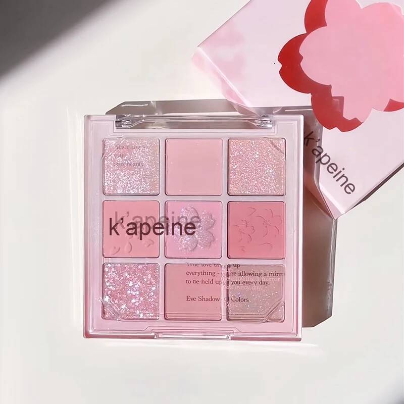9-Color Flower Petal Eyeshadow Palette Glitter Milk Pink Peach Blush Fine Shimmer Matte Eye Pigments Shiny Long-lasting Makeup