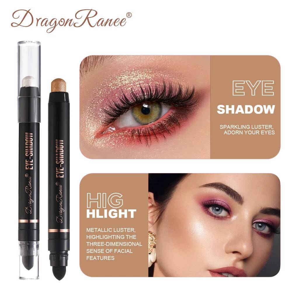 12Color Metallic Pearlescent Eyeshadow Pencil Waterproof Lasting Double Head Glitter Golden Eye Shadow Pen Eyeliner Stick Makeup