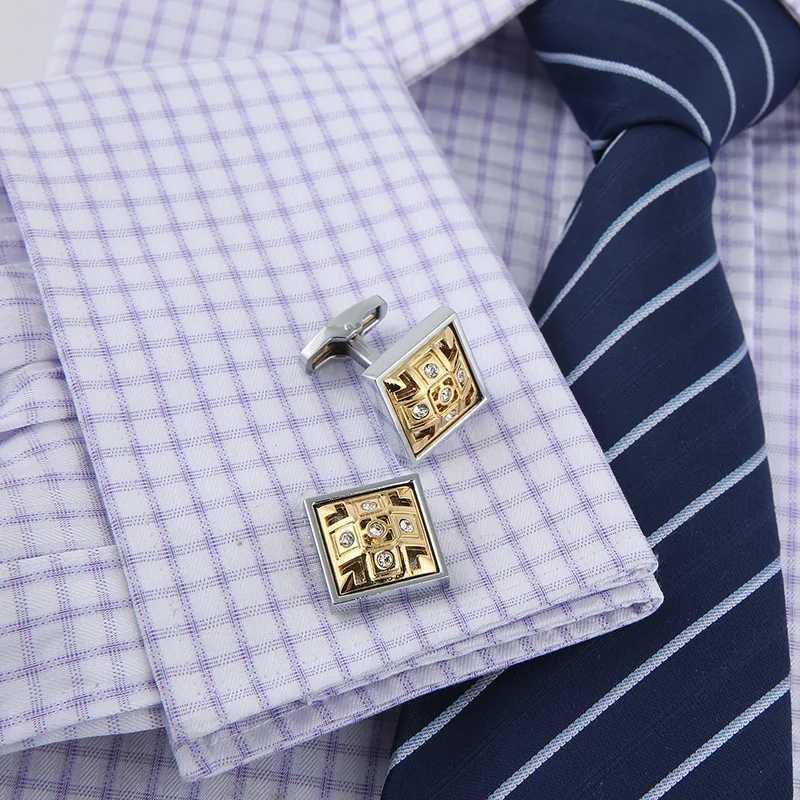 Luxurious Hollow Silver-Plated French Style Shirt Cufflinks For Mens Crystal Rhinestones Buttons Wedding Groom Favors JewelryXJ250614