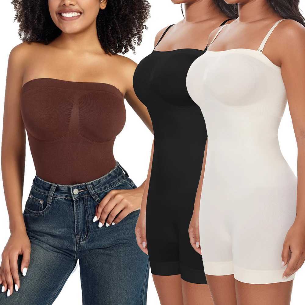 Womens Removable Shoulder Strap Shapewear Bodysuits Tummy Control Butt Lifter Underwear Full Body Shaper Tube Top Jumpsuits New XJ250614