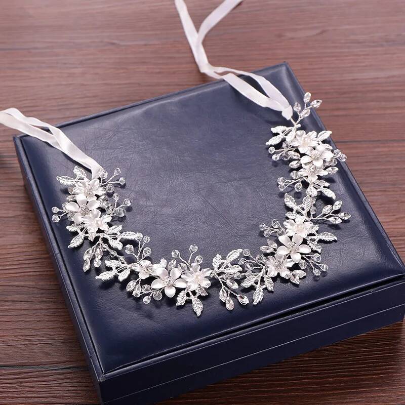 Crystal Flower Leaf Headbands Tiaras Rhinestone For Women Pageant Prom Bridal Wedding Hair Accessories Jewelry Tiara Gift