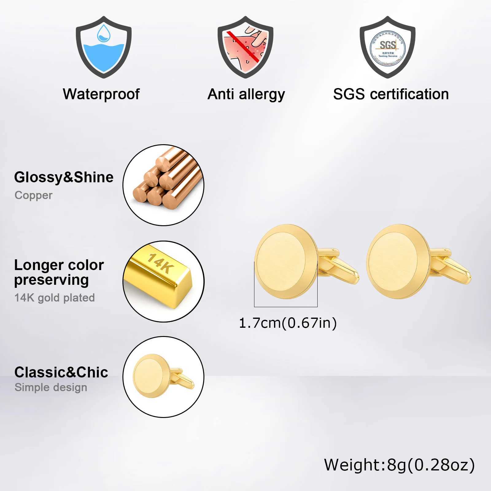 Vnox Classic Wedding Business Shirt Cufflinks for Men Bridal Silver Color Stainless Steel Round Cufflinks Gift for Dad XJ250614