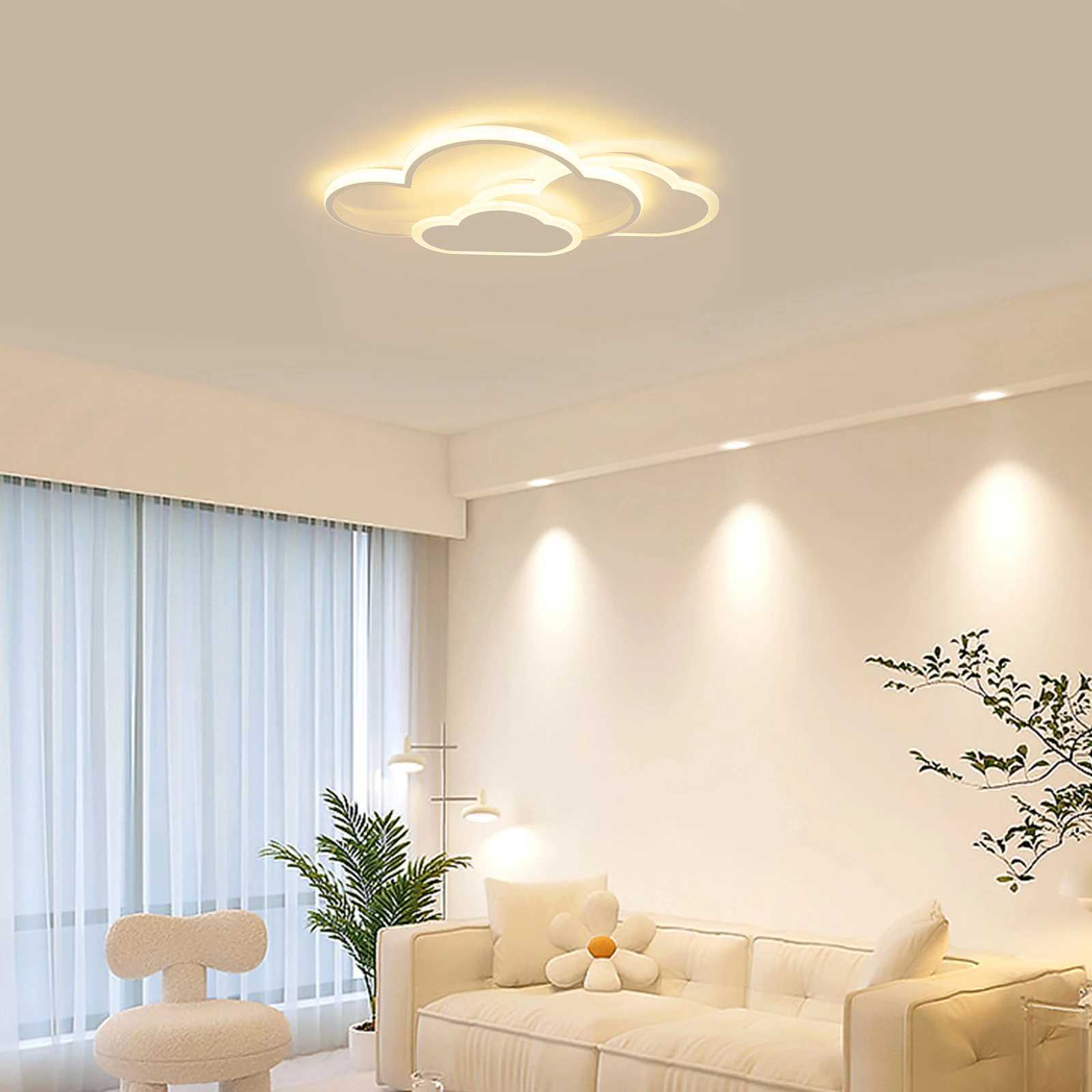 Cloud Shape LED Ceiling Light Fixture Modern 3-Color Lighting Acrylic Ceiling Lamp for Living Room Bedroom Kids Room 52x31cm XJ2500613