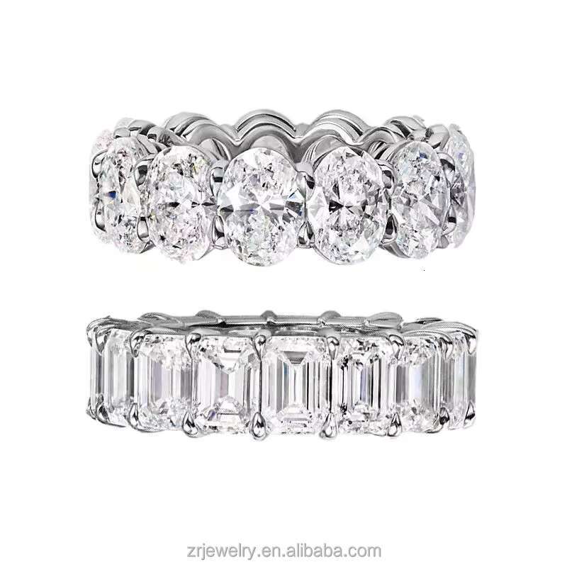 Fine Jewelry 14K 18K Solid Gold 3mm CVD Oval Cut Row Diamond Ring IGI Certified Lab Grown Wedding Ring