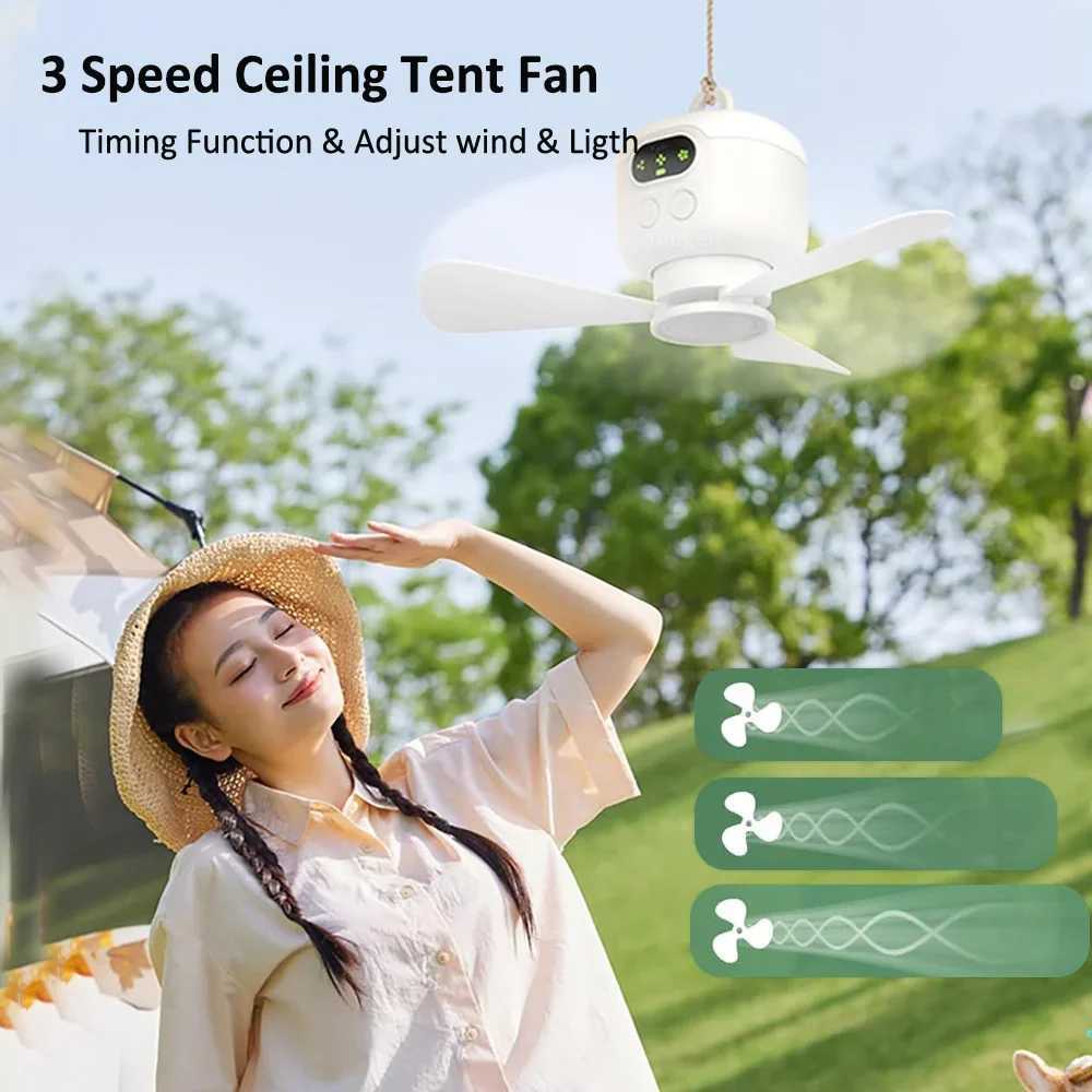 8000mAh Camping Fan Light Ceiling Fan Rechargeable Portable Tent Lantern Wireless Remote Control Outdoor Emergency Night Lights W250613