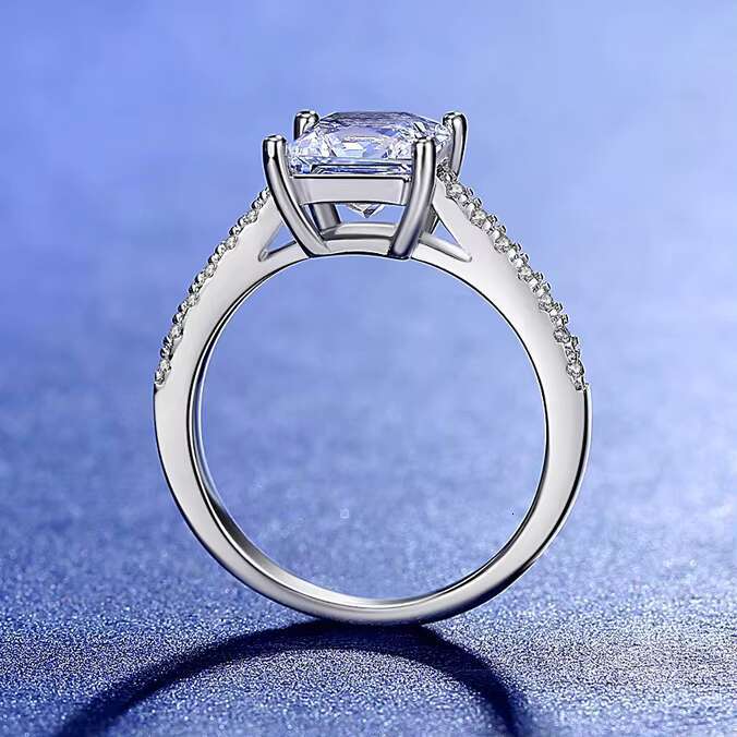New Arrive Silver Jewelry Women Princess Cut 7*7mm Prong Setting Tarnish Free Real Silver Engagement Promise Rings