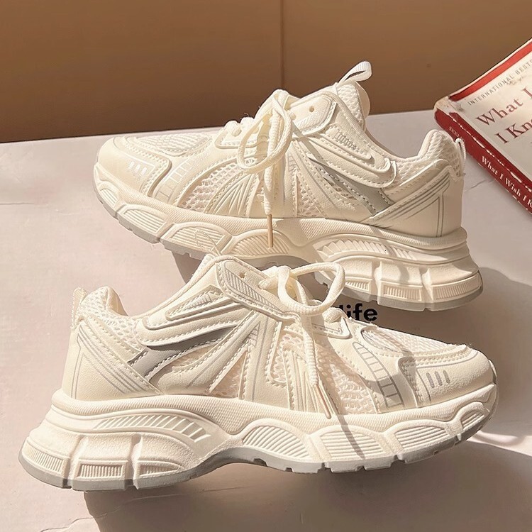 Ddmysports High Quality Dad Sneakers New Summer Women S Breathable White Mesh To Match Skirts Thick Soled Sports Shoes Outdoor Shoes