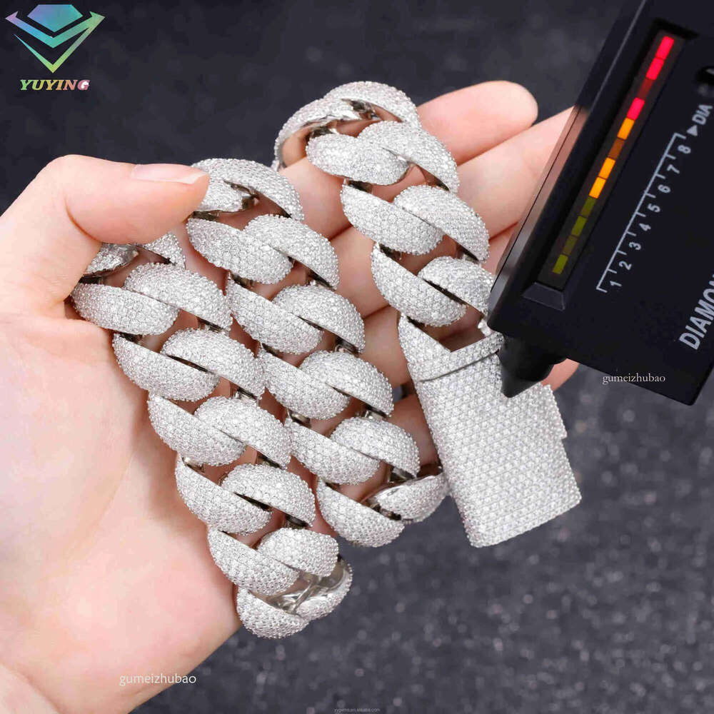 22mm Heavy Mossanite Jewelry For Men S Solid Sier Hip Hop Necklace VVS Moissanite Cuban Link Chain