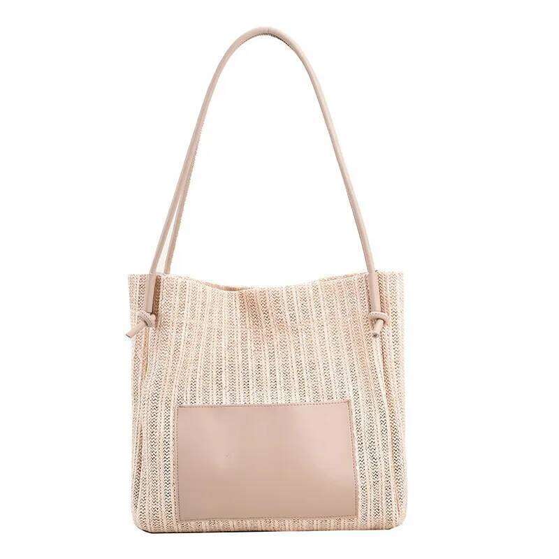 2023 Summer Grass Woven New Shopping Bag Large Capacity Handbag Versatile And Niche Design Women's One Shoulder Fashion
