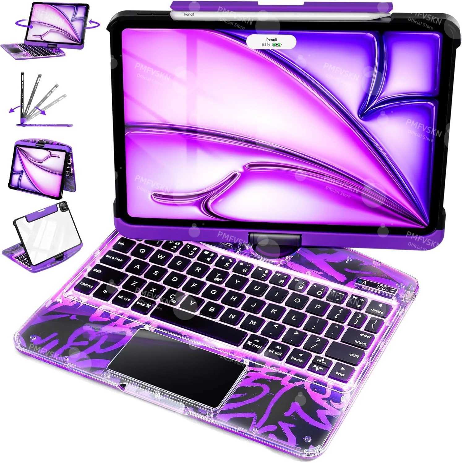 Backlit Magic Keyboard Case For iPad Pro 11 12.9 2018-2022 13 M4 2024 10th Gen 11th A16 iPad Air 5 4 6 7th Multi-Touch Trackpad X250614