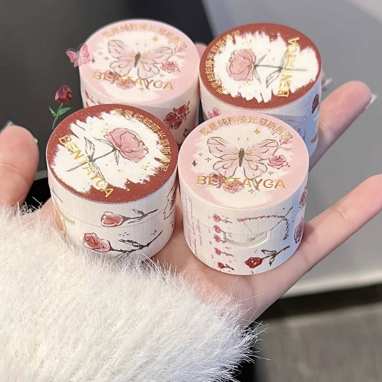 Mousse Canned Glaze Waterproof Liquid Lipstick Nude Pink Lips Cheek Tint Mud Makeup Gloss With Lip Brush Cosmetics happy