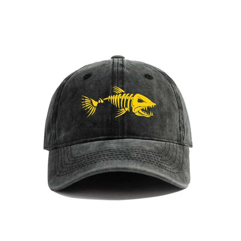 Fishbone Baseball Cap Summer Distressed Dad Hats Men Outdoor Fishing Skeleton Fish Bone Caps MZ-496 W250614