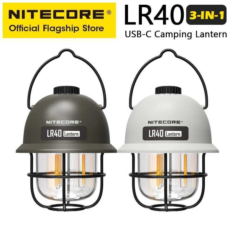 NITECORE 2-in-1 LR40 Camping Light Power Bank 100 Lumens 3 Light Sources Portable LED USB-C Rechargeable Camping Tent Lantern W250613