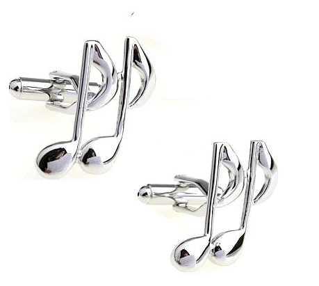 Mens Music Note Cufflinks Quality Copper Material Silver Color Music Teacher Gift Cufflinks Wholesale Retail XJ250614