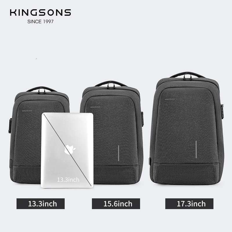 Kingsons Anti-Theft For Men Boys School Backpack 13.3/15.6/17.3 Inch Laptop Computer Bag Fashion Male Mochila 2023