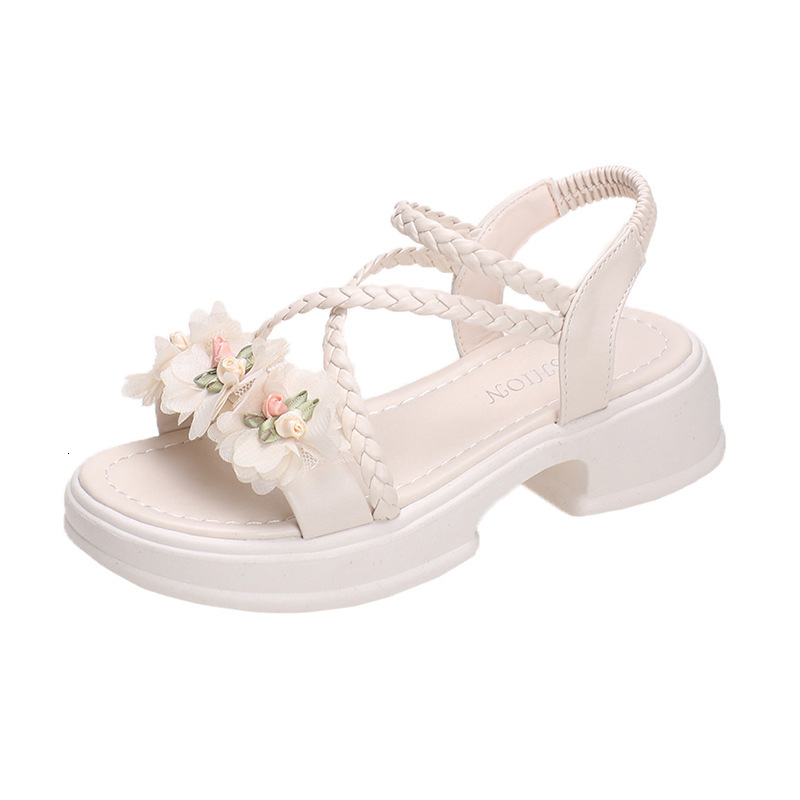 Ddmyoutdoor Women S New Summer Outdoor Exquisite Fairy Style With Dress Flower Thick Sole High Heel Sandals Outdoor Shoes