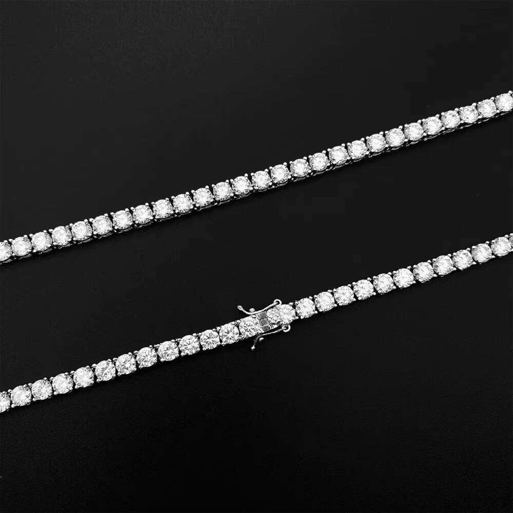 Hiphop Jewelry Ice Out Sterling Sier 2Mm 3Mm 4Mm 5Mm 65Mm Silicon Stone Tennis Chain