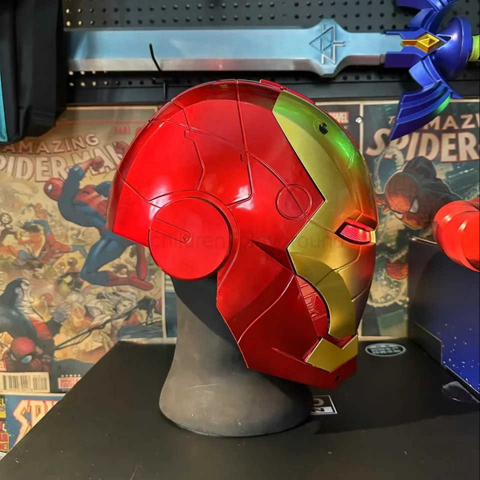 Disney 2025 New Iron Man Helmet Mk5 Jarvis Helmet Luminous Manual Opening And Closing Wearable Cool ChildrenS Cosplay Mask Toy Gift W250614