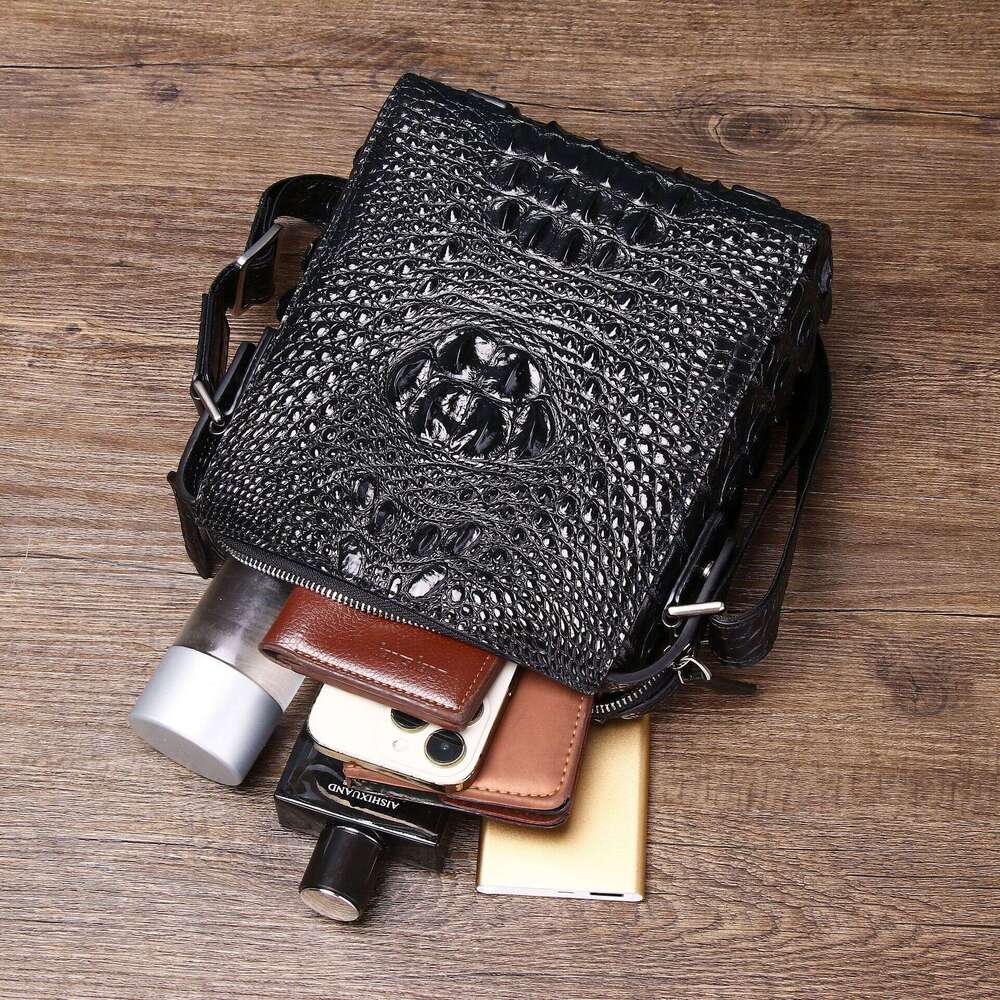 Crocodile Bone Pattern New Single Crossbody Fashion Casual Men's Trendy Outdoor Small Shoulder Bag Business Backpack