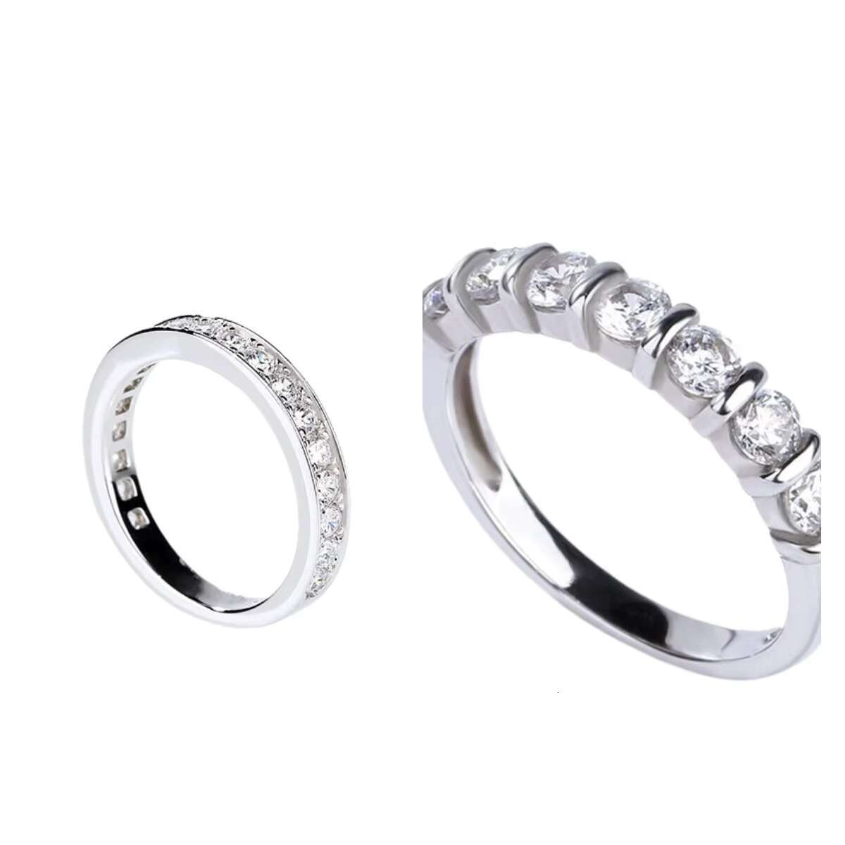 Fashion Moissanite Ring Simple Style Half Set Diamond 925 Silver Moissanite Engagement Rings for Women