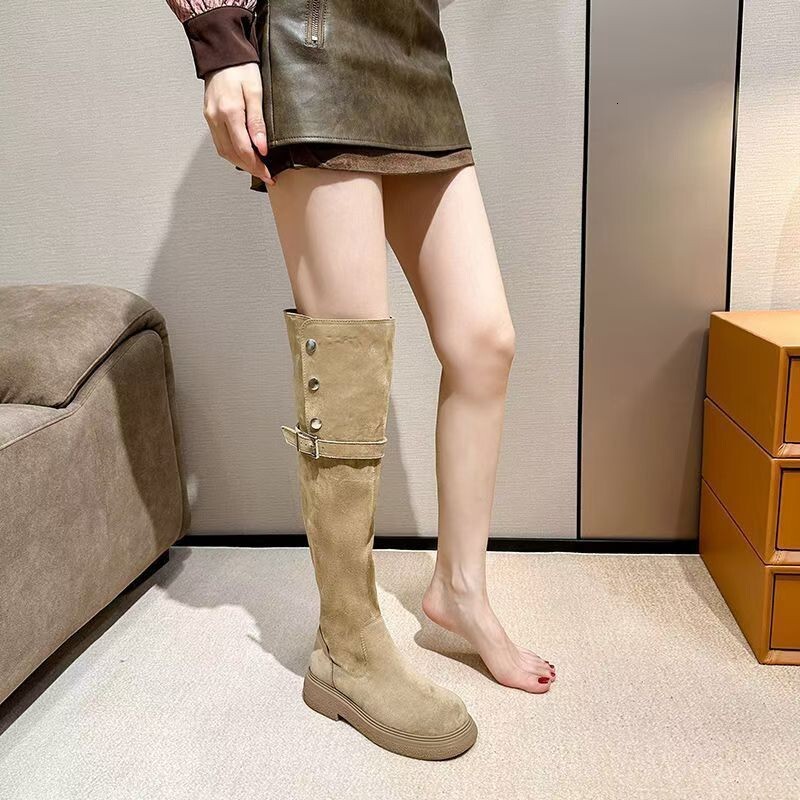 Ddmysports Thick Soled New Autumn Winter Over The Knee Suede Long Slimming High Tube Riding Boots For Women Outdoor Shoes
