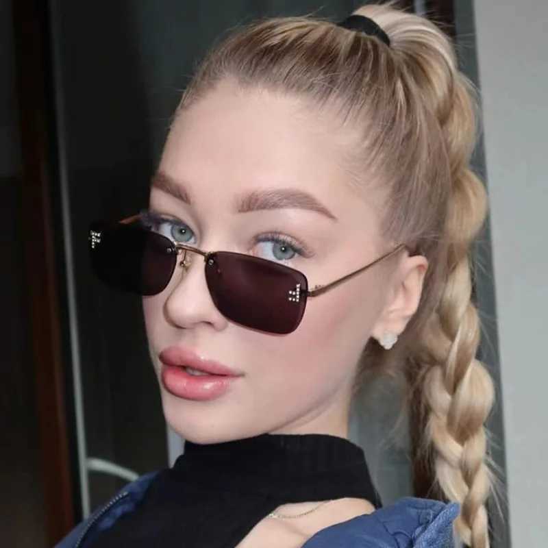 Unisex trendy box sunglasses cross-border new frameless metal sunglasses Z250614