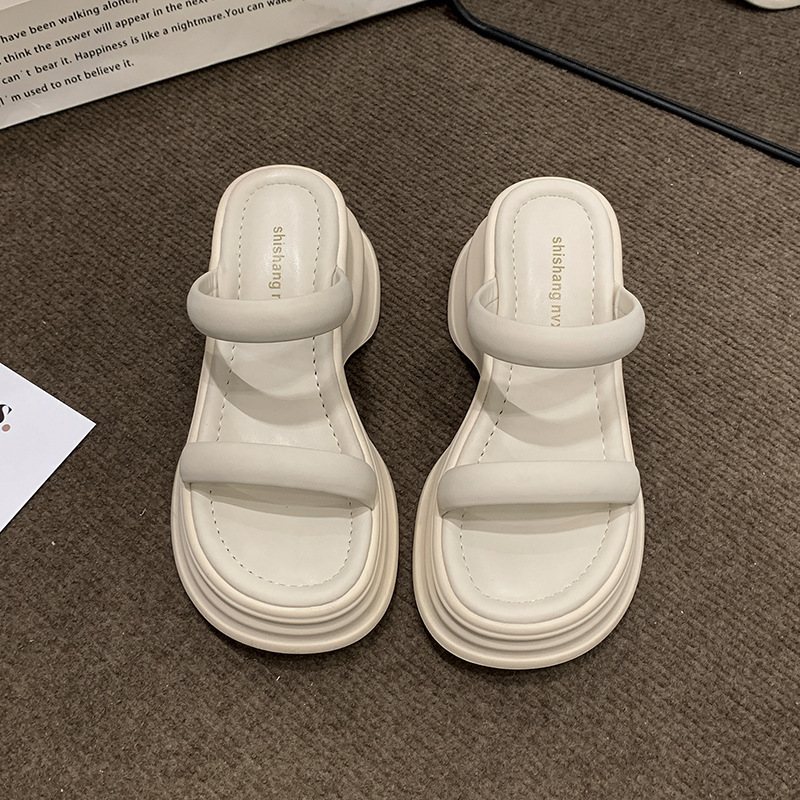 Ddmyoutdoor Summer New Fashionable Versatile Casual Comfortable Thick Soled Height Increasing One Strap Sandals For Women Outdoor Shoes