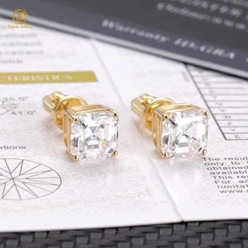 Hot Sale Gemstone Earring Studs Gra Certified Moissanite Ear Studs D Vvs Moissanite Romantic Hip Hop Jewelry