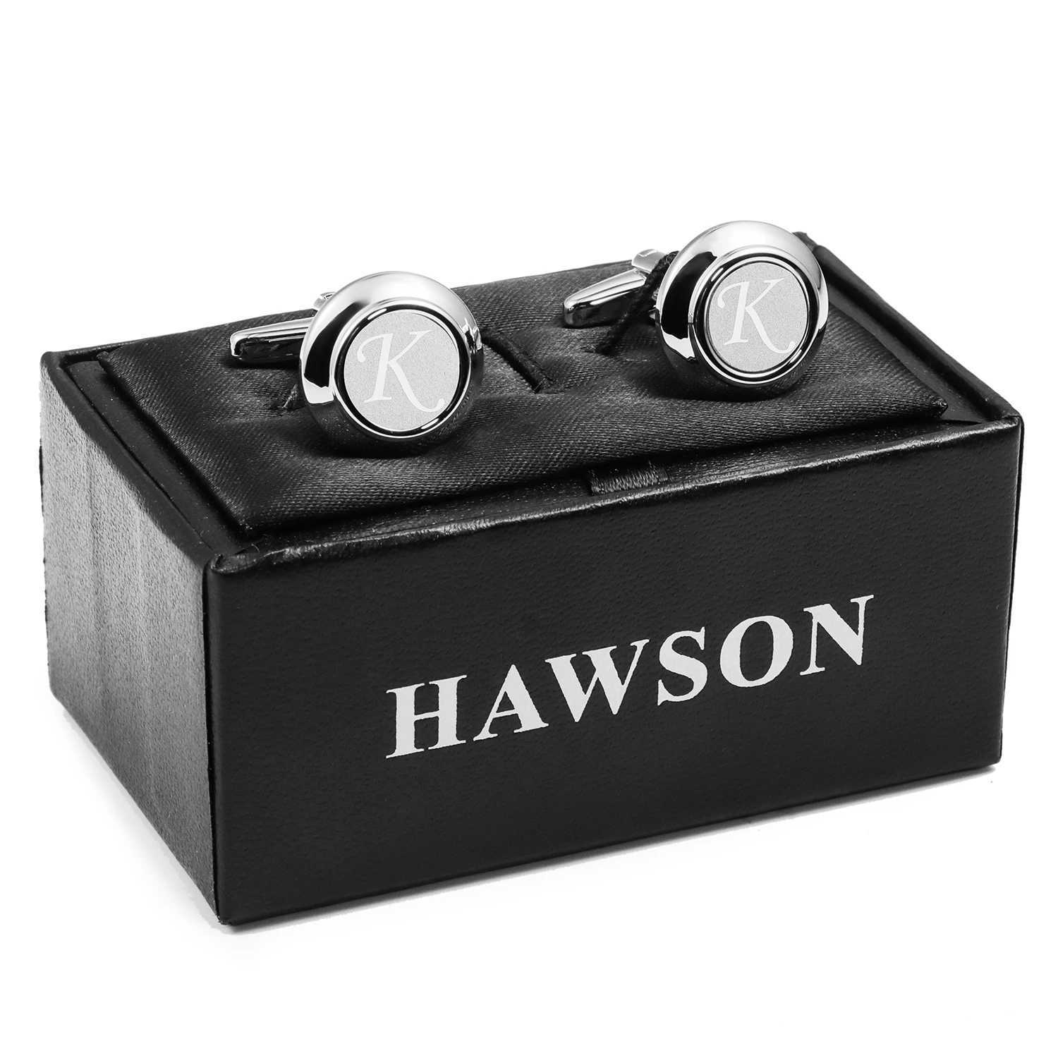 Hawson Classic Metal Mens Cufflinks with Initial A-Z Classic 26 Letters Cuff Links for Men Business Wedding Shirts XJ250614