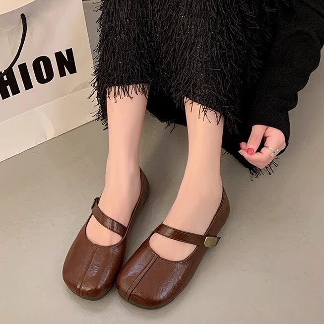 Ddmysports New Evening Breeze Small Single For Women Spring Flat With Skirt Mary Jane Shoes Soft Sole French Style Loafers Outdoor Shoes
