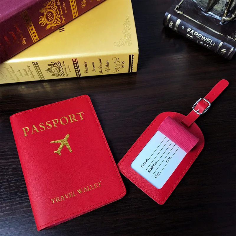 Airplane Luggage Tag Passport Wallet Set Holder Case 250614