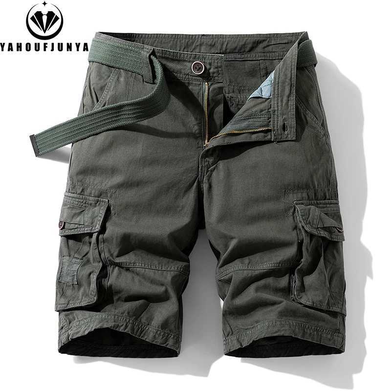 New Men Summer Outdoor Leisure Buttons Cargo Style Shorts Men Solid Straight Cotton Comfortable Fashion Design Short Pants Male W250614