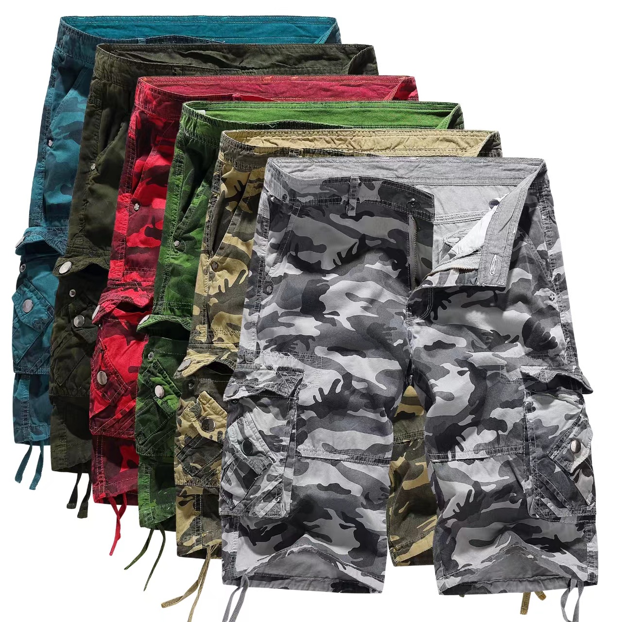 designer jeans Men's shorts summer loose casual camouflage work shorts large-sized multi-pocket five-inch mid-length pants