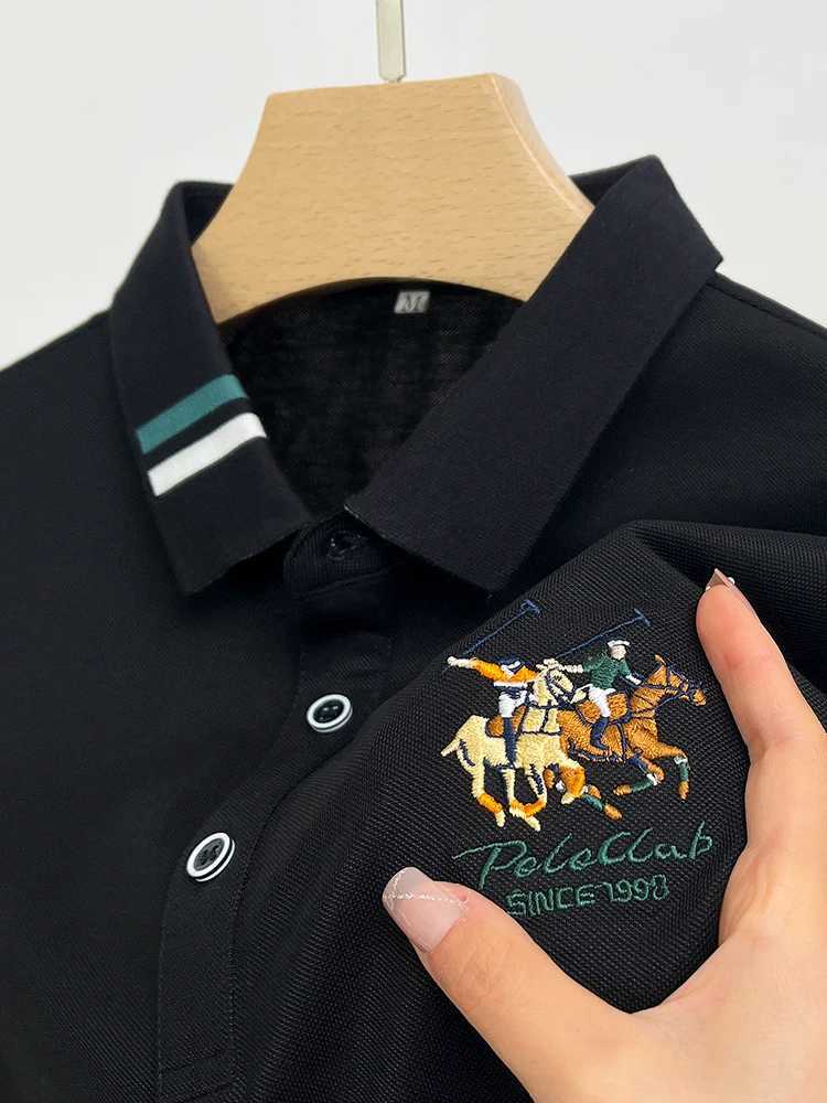 2024 Mens Cotton New Summer Exquisite Embroidered Short sleeved Polo Shirt Business Leisure Breathable T-Shirt Top Mens Wear Z250613